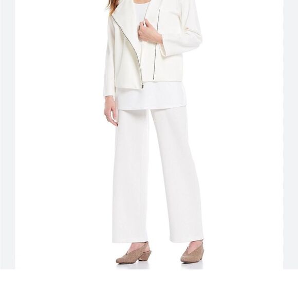Eileen Fisher Flex Tencel Ponte Round Neck Jacket in Ivory Size XS - Picture 8 of 11